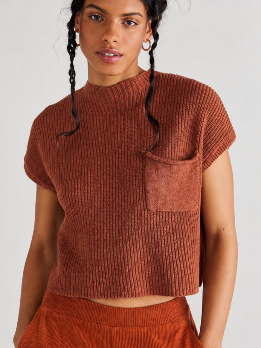 Free People Beach Freya Short Sleeve Slouchy Knit Sweater Top